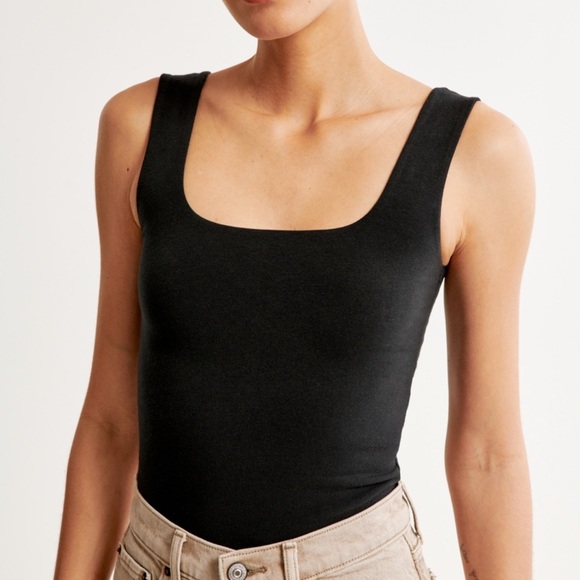Abercrombie Cotton Blend Seamless Fabric Square Neck Tank Top - Picture 2 of 7